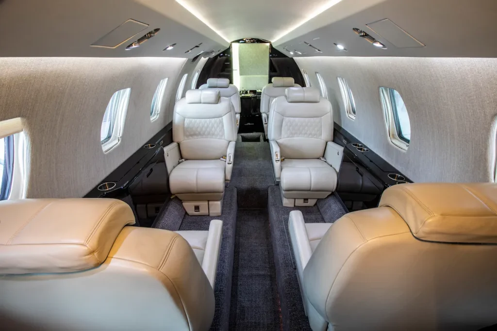 Interior of a Cessna 650, which make up the bulk of MERLIN1's private jet fleet.